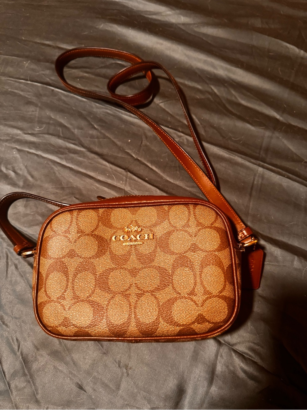 Coach Signature Brown Canvas Crossbody with Leather Trim - Picture 2 of 2
